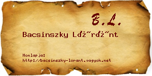 Bacsinszky Lóránt névjegykártya